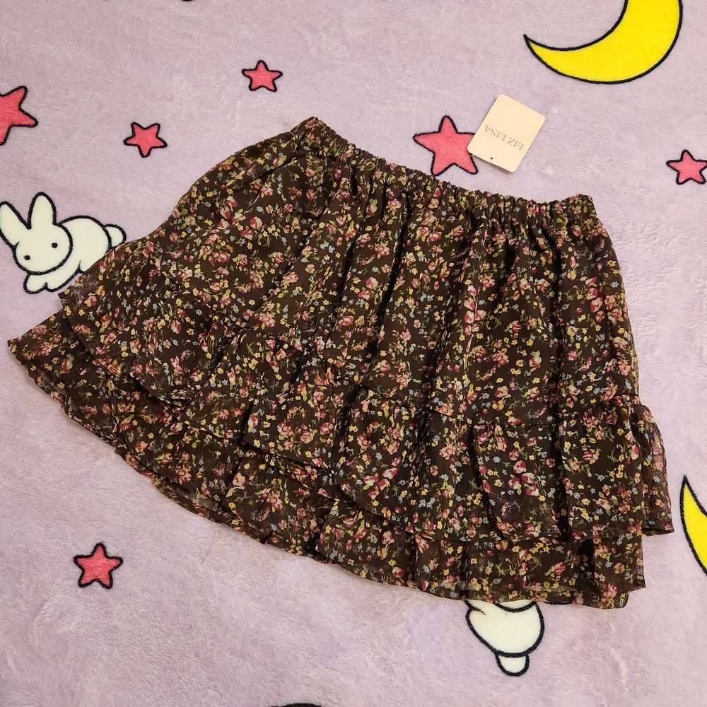 Liz Lisa brown floral mini skirt Harajuku J Fashion cottage core gyaru mori kei